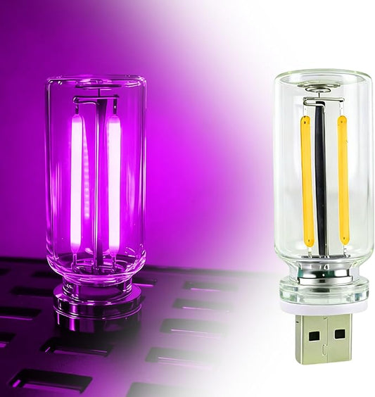 Touch-Control Dimmable Car USB Light, Vintage Glass Interior Ambient Light, Portable Car Interior Lights, Ideal for Holiday Decorations, Bedrooms, and Camping Scenarios