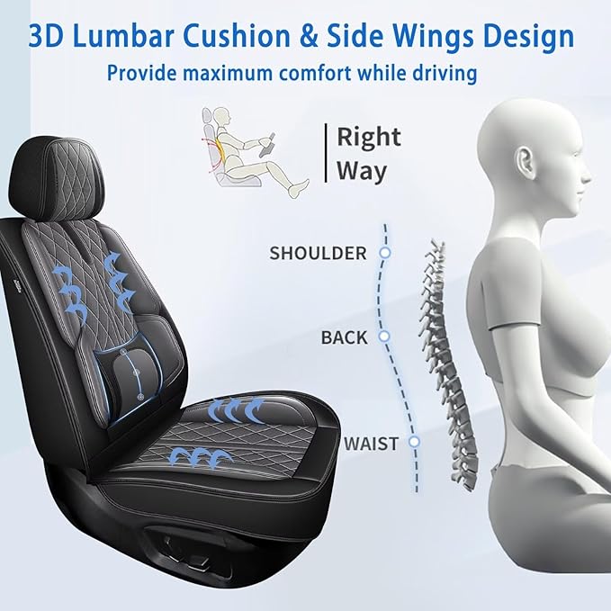 YORKNEIC Car Seat Covers Full Set fit for Jeep Cherokee 2014-2023, Leather Breathable Seat Covers Waterproof Easy Install Custom Protection (Full Set, Black&Gray)