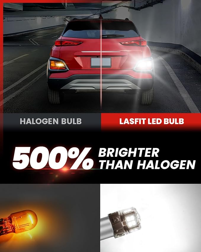 LASFIT L2 1156 LED Bulbs Reverse Lights, Upgraded 500% Brighter 7506 P21W 1003 BA15S LED Lamps with Projector Lens Halogen Replacement for Backup Daytime Running Lights, 6000K Xenon White,2pcs