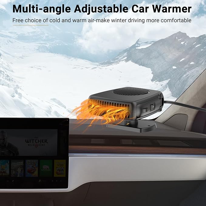 Car Heater - 12V 200W Portable Auto Heaters Defroster Windshield Defogger Automobile Windscreen Heater for Cars with Fast Heating & Cooling Window Defrosters with Ergonomic Handheld Design