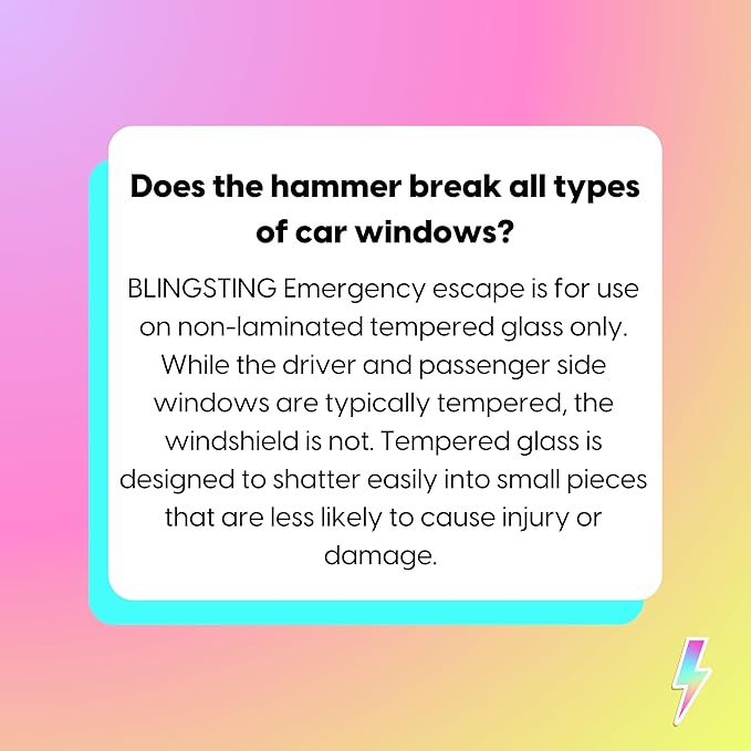 BLINGSTING Car Emergency Escape Hammer, Seatbelt Cutter, Window Breaker Tool, Interior Visor Strap, New Driver Vehicle Safety Essentials, Cute Car Accessories for Women - Black & Pink, 2 Count