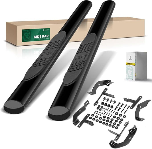 YHTAUTO 4 Inch Running Boards Fit Jeep Wrangler 2018-2024 2-Door SUV, Oval Straight Side Steps Carbon Steel Step Bars Off-Road Exterior Accessories