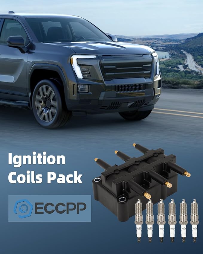 ECCPP 1 ignition coils with 6 iridium Spark Plugs,UF305,for Chrysler Town & Country &,for Dodge Grand Caravan &,for Jeep,for Wrangler,for Volkswagen,UF305,56032520AB,56032520AC