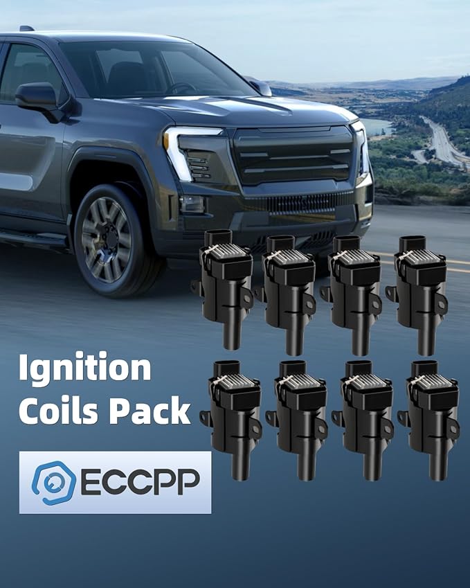 ECCPP 12622553 1 8 ignition coils with 8 iridium Spark Plugs for Chevrolet for Buick for Cadillac Tahoe Rainier Escalade Ascender 4.8L 5.3L 6.0L ‎UF262 748HH 9748HH 41-962
