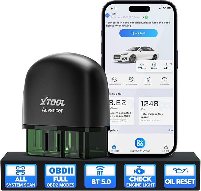XTOOL Advancer AD20 Pro Wireless OBD2 Scanner Diagnostic Tool, Car Code Reader for iPhone & Android, All System Scan Tool with Free Updates - Check Engine, Oil Reset, Performance Test, Battery Test