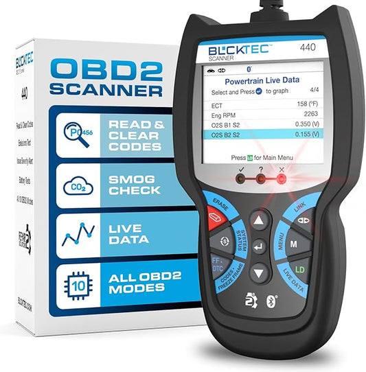 BLCKTEC 440 Bluetooth OBD2 Scanner Diagnostic Tool - Car Code Reader and Scanner for Car - Comes with Live Data - Battery/Charging System Test - Works for All OBD Compliant Cars 1996 & Newer