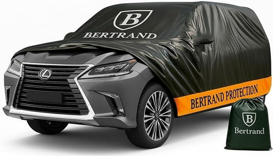 BERTRAND Premium SUV Car Cover (207x77 - Size YXL) - Waterproof All Weather | Mirror Pockets + Door Zipper | Cotton-Lined | UV Protection + Reduces Hail Impact | Extra Large SUVs