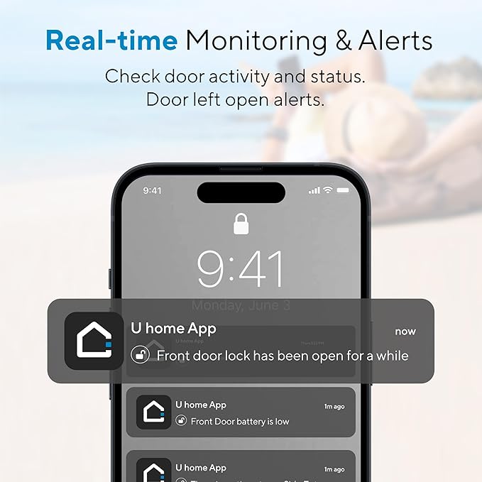 ULTRALOQ U-Bolt WiFi Smart Lock with Door Sensor, 7-in-1 WiFi Deadbolt Smart Lock, App Remote Control No Hub, Auto Unlock, Easy Install, IP65 Waterproof, ANSI Grade 1, Nickel