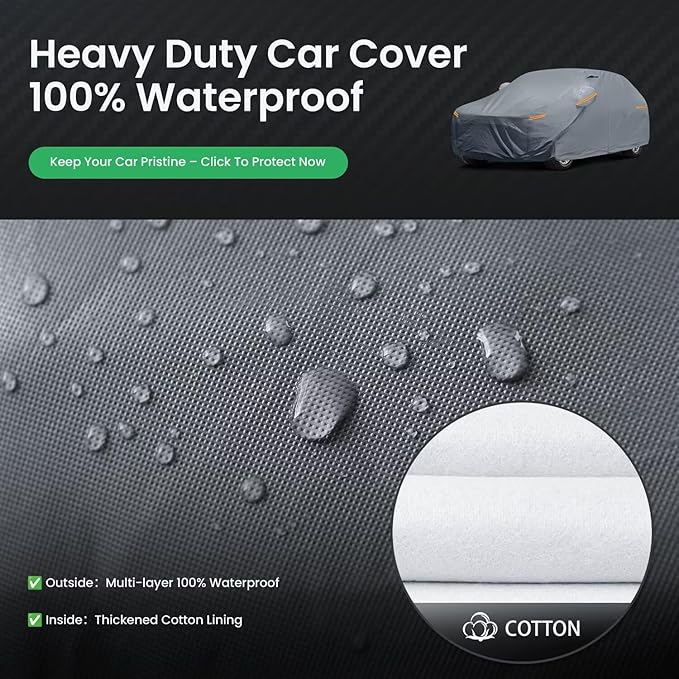 Waterproof BMW X3(2003-2025) Car Cover with Breathable Vents, [2025 Upgrade] Premium Covers with Cotton Liner and Zipper Door, Sun Rain Snow Dust Uv Protection.(Gift with Towel)