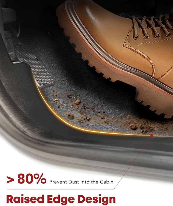 YHTAUTO Floor Mats Fit 2017-2025 Audi Q7, 2019-2024 Q8, TPE All Weather Car Mats Waterproof Anti-Slip Odorless Floor Liner, Interior Car Accessories Front & 2nd Row Liner