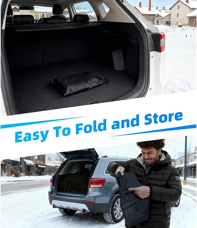 [2025 Upgraded] Windshield Cover for Ice and Snow [700D Waterproof Fabric]-Against Snow, Ice, Frost and Water, Heavy Duty Car Snow Cover, Suitable for Cars, SUVs, and Trucks - Large