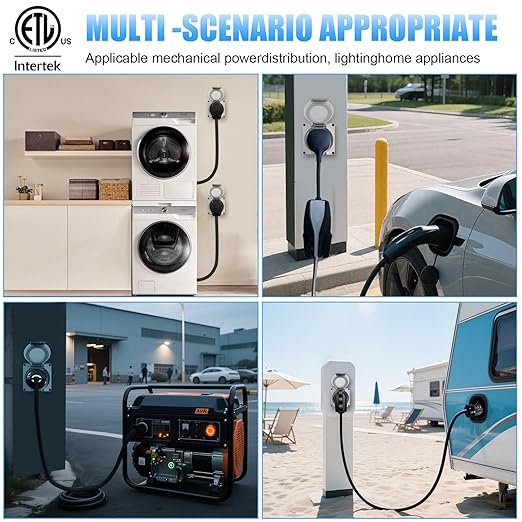 ETL Listed NEMA SS2-50P 50A 125V/250V RV Trailer Power Inlet Plug Connector Outlet Box, Marine Shore Power Supply, Outdoor Weatherproof and dustproof Enclosed Lockable Panel