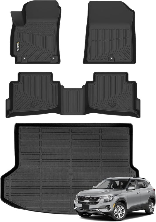 Wailtnb- Floor Mats & Cargo Mats Set Fit Kia Seltos 2020-2023 (with Subwoofer) All Weather Floor Liners for Kia Seltos 2020-2023 Cargo Trunk Liner Accessories