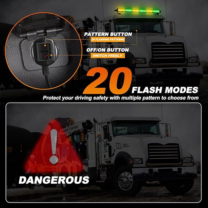 ASPL 26inch 126 LED Rooftop Emergency Strobe Lights Bar Double Side Flashing Safety Warning Traffic Advisor Light Bar Hazard Snow Plow Light for Trucks Vehicles Construction Tow Pickup(Amber/Green)