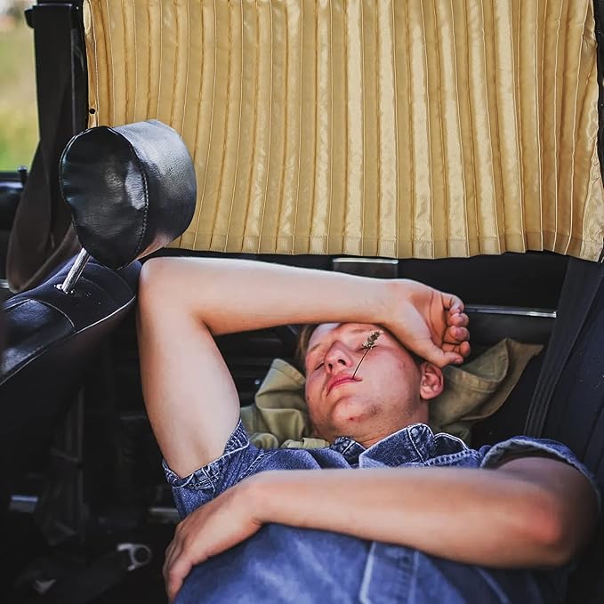 ZATOOTO Car Side Window Sun Shade - 2 Pcs Beige Magnetic Privacy Sunshades - Curtain Keeps Cooler Screen for Baby Sleeping