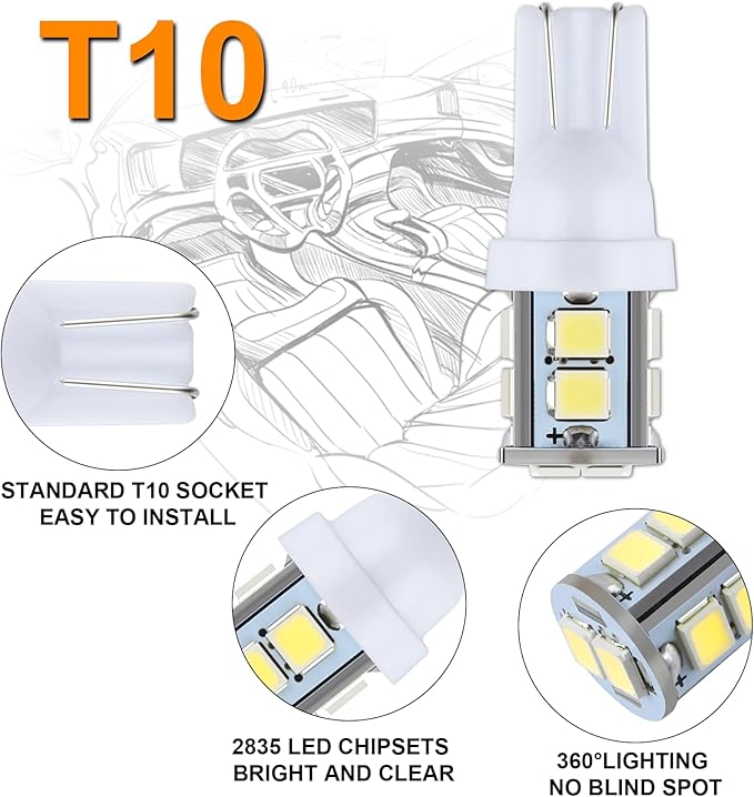 24 Pieces Dome Light LED Car Interior Bulb Kit Set 194 T10 DE3175 578 31mm 42mm Bulbs Interior Replacement Lights for Car Map License Plate Door Side Marker Cornering Trunk Light - White