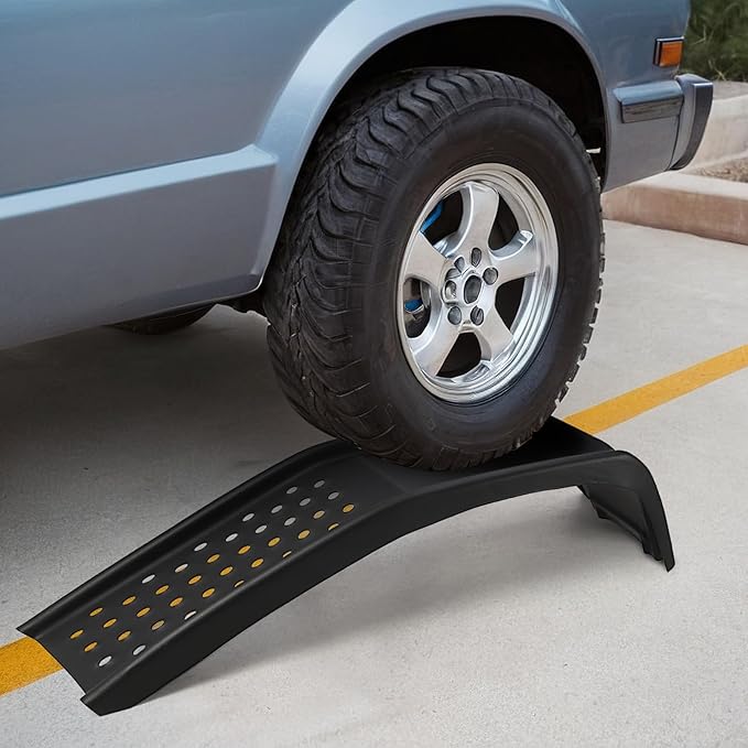Heavy Duty Car Ramp Set 2 Pack, 8000 Lbs Capacity Solid Steel Auto Truck Ramps, Lifts Vehicles Up to 8 Inch, Ideal for Oil Change, Car Repair, and Easy Home Garage Maintenance