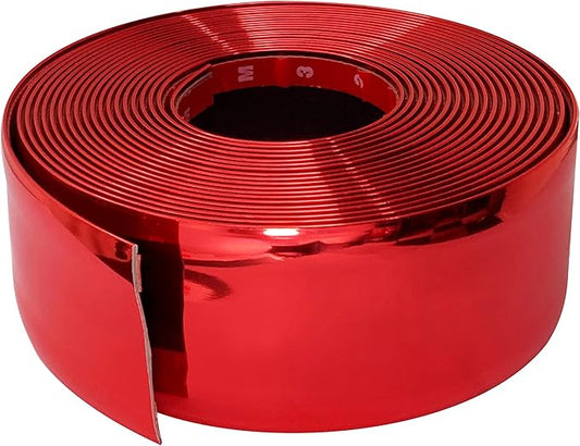 16Ft Chrome Red Car Motor Bike Self-Adhesive Exterior and Interior Molding Trim Universal Dashboard Bumper Window Door Body Side Decorative Strip Scratch-Proof (Width: 2-3/4 inch (70mm))