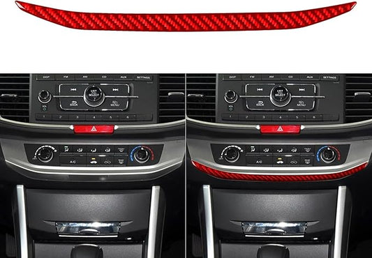 NVCNX Real Premium Carbon Fiber Compatible with Honda 9th Gen Accord 2013 2014 2015 2016 2017 SE LX Sport EX EX-L Touring Hybrid Accessories Car Dash Center Trim Cover Interior Trim Red