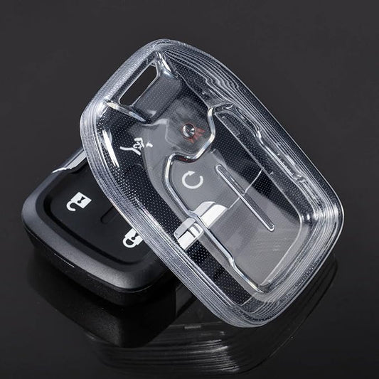 Clear GMC Key Fob Cover - TPU Car Key Fob Case Fit for 2019-2022 Silverado & Sierra 1500, 2500HD, 3500HD, Terrain & Acadia - 5 Button Car Remote Case Shell Protector