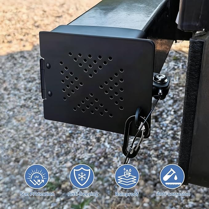 Lackin Aluminum RV Bumper End Cap,2PCS 4 Inch Square Camper Bumpers Protective Cover with Vent Holes,Secure Sewer Hose Storage,Travel Trailer Accessories,2 Pack