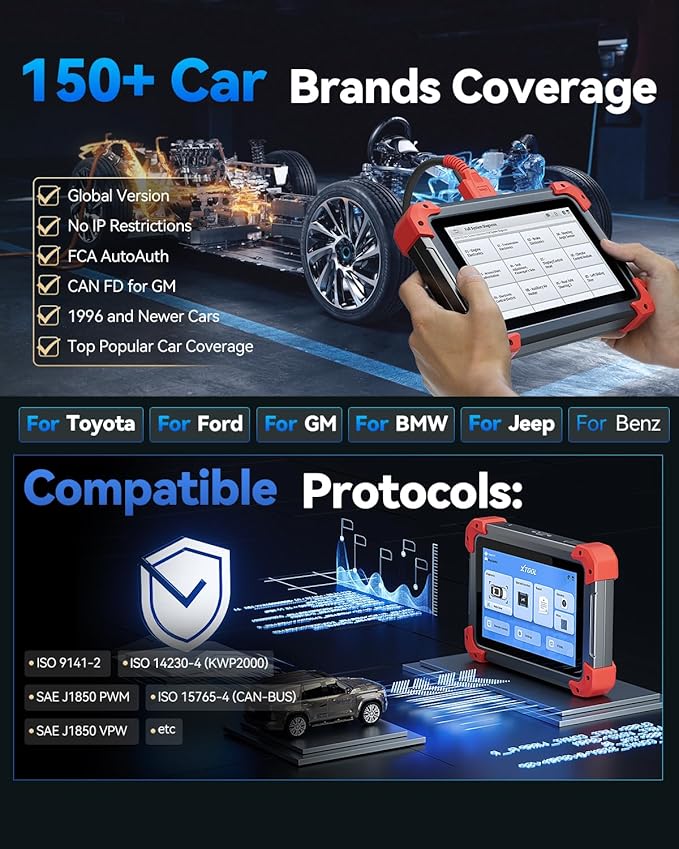 XTOOL D7 Bidirectional OBD2 Scanner: 2025 Scan Tool with ECU Coding, Full System Car Scanner Diagnostic Tool, 36+ Resets, Injector Coding, Throttle Relearn, Crank Sensor Relearn, FCA, CANFD & DoIP