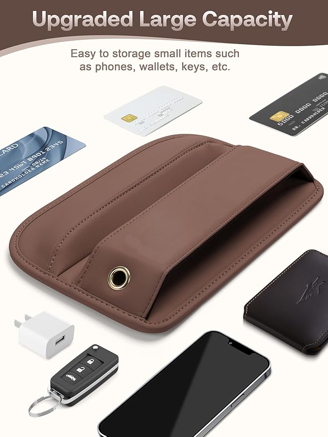 Universal Fit Car Seat Gap Filler Organizer, Premium Leather Car Organizers and Storage Car Accessories for Women/Men, Adjustable Gap Filler for Car SUV Truck (Brown, 1 Pack)