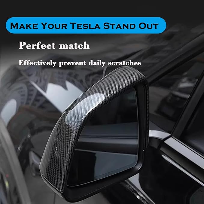 YHCDSEA Rearview Mirror Guard Cover for Tesla Model 3, Side Mirror Cover Exterior Accessories fit for Tesla Model 3 2017-2025 (Matt Black, Model 3)
