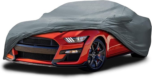 5 Layer Custom Fit Car Cover for 2024-2026 Ford Mustang Durable Dustproof Windproof with Mirror Pockets Pollution, Dust, Sun, Snow, Rain, Winter All Weather Protection, Breathable