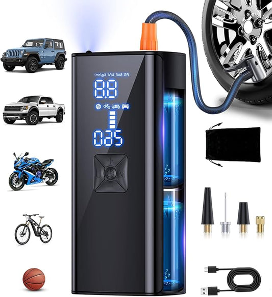 Tire Inflator Portable Air Compressor, 150PSI Tire Inflator with Pressure Gauge, 2X Faster Air Pump for Car, Blike, Motorcycle, Ball and More