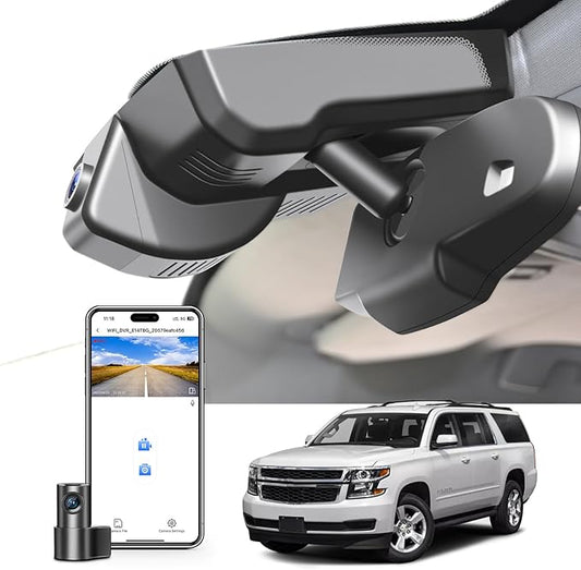 Front 4K & Rear 1080P Dash Cam Custom fit for Chevy Suburban/Tahoe 2015 2016 2017 2018 2019 2020(Model D), Model D & Model C Have Same Models Years but Vehicle Sensor Cover are Different