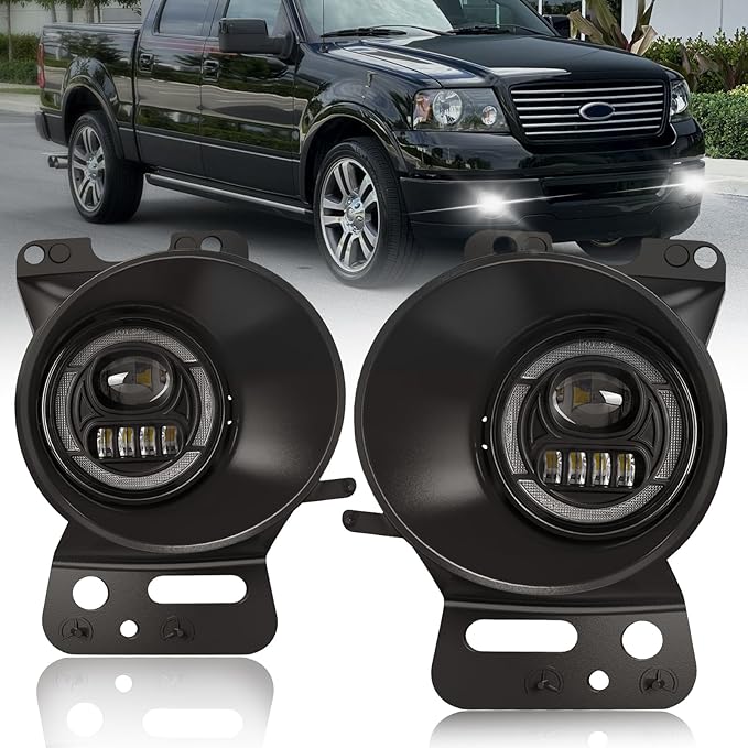 Ultra-Bright LED Fog Lights with DRL and Turn Signals Fit for 2005 2006 2007 2008 Ford F150, 2006-2010 Lincoln Mark LT, Front Driving Fog Lamps Assembly, DOT Certified - 1 Pair