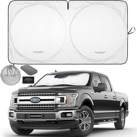 Autoamerics 1-Piece Windshield Sun Shade Standard Silver Foldable Car Front Window Sunshade for Most Cars SUV Truck Heat Blocker Visor Protector Blocks Max UV Rays and Keeps Your Vehicle Cool X-Large