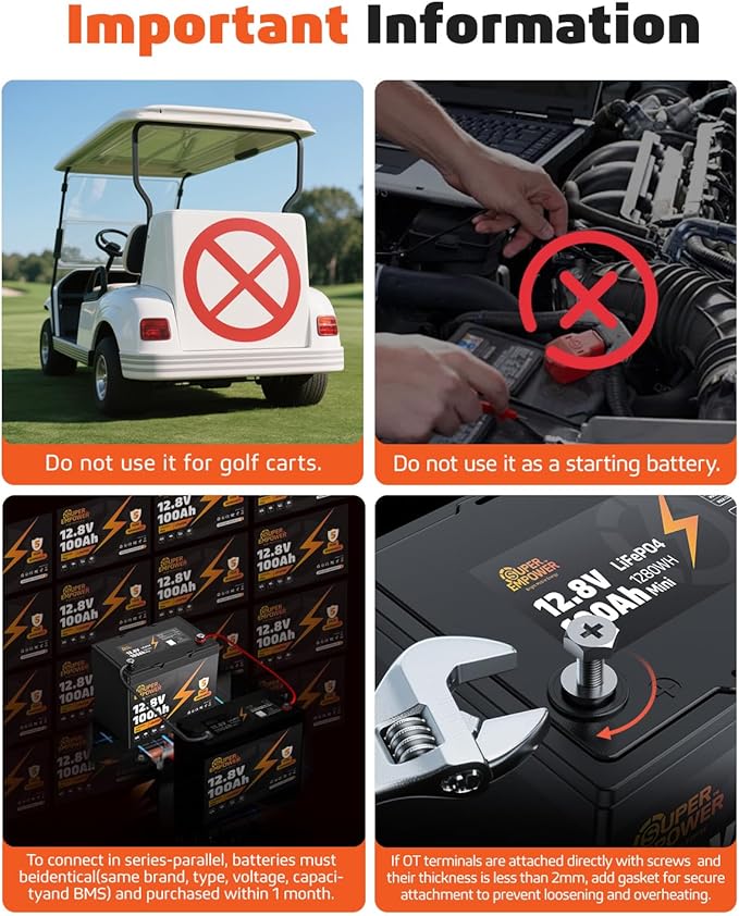 12V 100Ah LiFePO4 Lithium Battery- BCI Group 24, Deep Cycle RV LiFePO4 Battery with Low-Temp Protection, 100A BMS, 1280Wh, Max.15000 Cycles, 10-Year Lifespan for RV, Solar, Trolling Motor, Marine