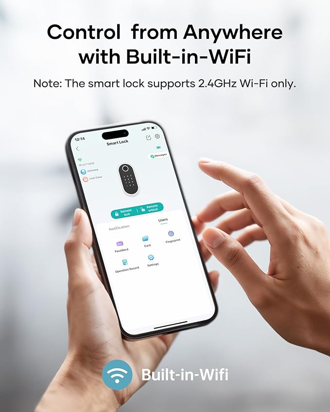 Wi-Fi Front Door Lock Set - HEANTLE Smart Locks for Front Door Built-in WiFi Keyless Entry Deadbolt with Handle Set Fingerprint Smart Electronic Deadbolt, Works with Alexa & Google Assistant Silver