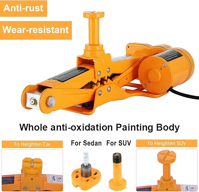 Electric Car Floor Jack 3 Ton All-in-one Automatic 12V Scissor Lift Jack Set for Sedans SUV w/Double Saddles Remote Tire Change Repair Emergency Tool Kits Vehicle Floor Jack Wheel Change(3T)