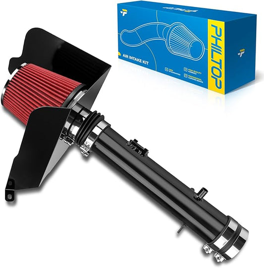PHILTOP Air intake kit, Cold Air Intake Black Tube + Heat Shield for 2005-2011 Tacoma DRSS-5149 Polished Aluminum Cold Air Intake System