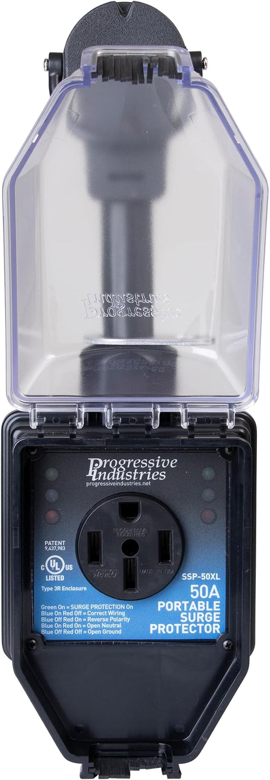 Progressive Industries SSP-50XL Portable RV Smart Surge Protector, Black, 50 Amp