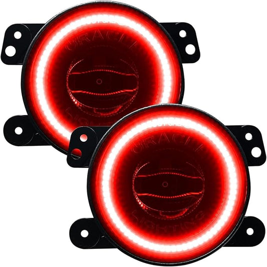 ORACLE Lighting 5846-003 Pair of 20W LED Fog Lights Compatible with 2007 2018 Wrangler JK - Red - Rugged & Durable - High Performance - Epoxy Sealed