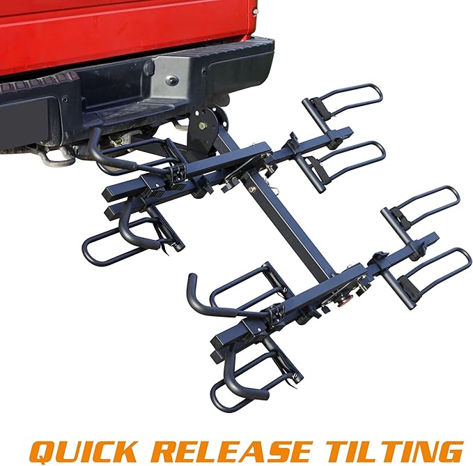 Young 4-Bike Rack Hitch Mount Platform Style Carrier for Cars Trucks SUVs Minivans with 2" Hitch Receiver, 4 Bikes X 40 lbs (160 lbs Total) Load Capacity for 2" Receiver