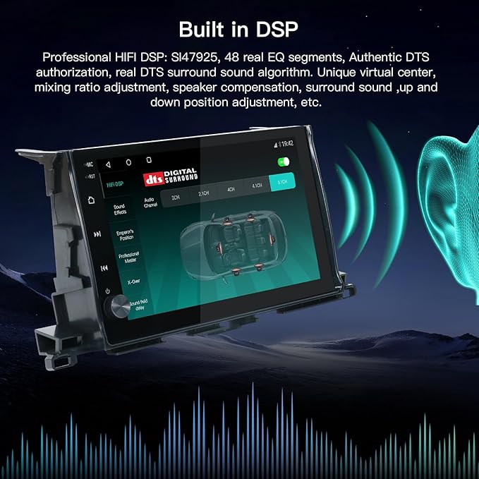 10.2'' Android 13 Car Stereo for Toyota Highlander 2014-2019,with Wireless CarPlay & Android Auto,8G+128G WiFi/DSP/SWC/AM/FM Radio