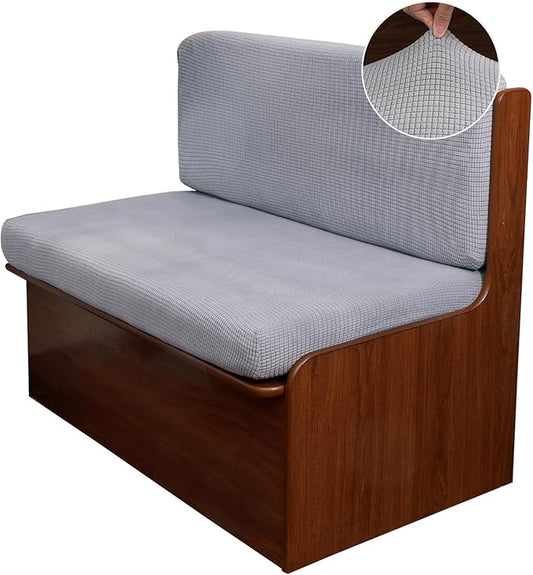 CRFATOP RV Dinette Cushion Covers Jacquard Camper Cushion Slipcover Stretchable Loveseat Sofa Chair Cover Furniture Protector for RV Camper Car Bench 1 Backrest Cover & 1 Bench Cover, Light Grey