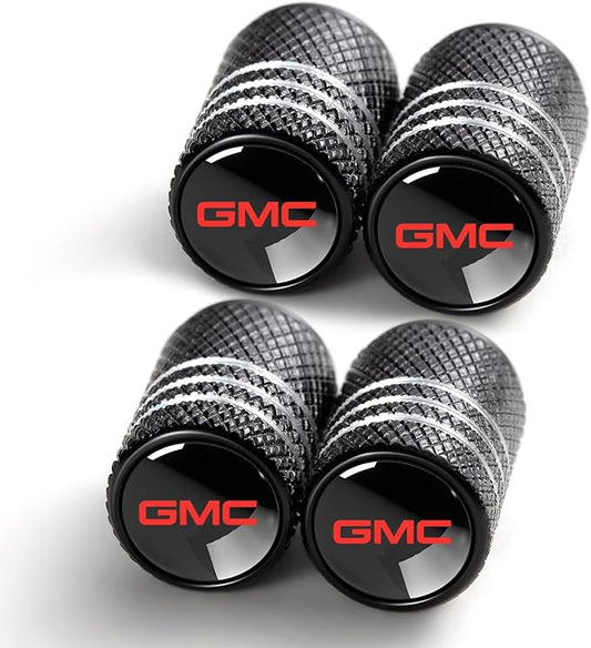 Tire Valve Stem Caps for GMC Escalade CT4 CT5 CT6 ATS CTS SRX XT5 Metal Car Wheel Air caps Auto Valve Stem Caps Accessories 4 Pack Black
