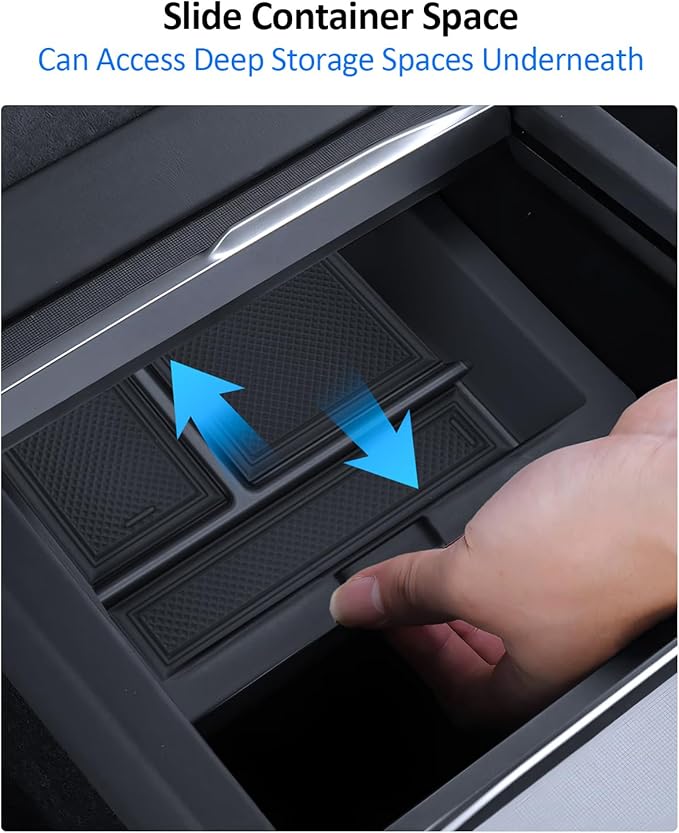 7PCS for Tesla Center Console Organizer Model Y Refreshed Juniper Accessories 2025 2026 Armrest Tray Cup Holder Center Lower Organizer Armrest Lower Organizer Hidden Compartment Storage