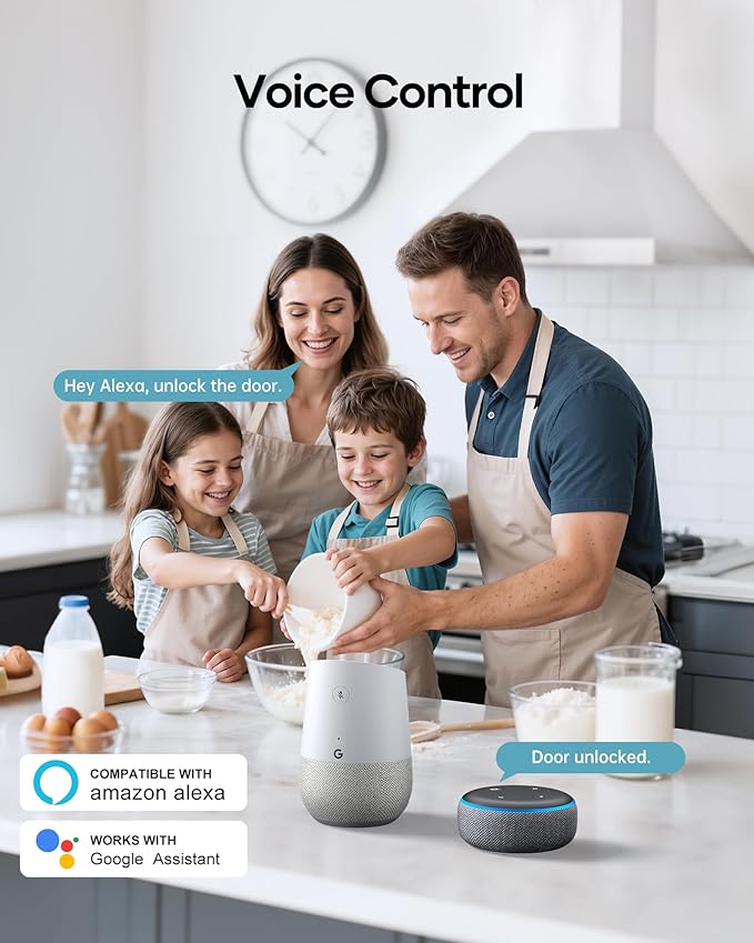 Wi-Fi Front Door Lock Set - HEANTLE Smart Locks for Front Door Built-in WiFi Keyless Entry Deadbolt with Handle Set Fingerprint Smart Electronic Deadbolt, Works with Alexa & Google Assistant Silver