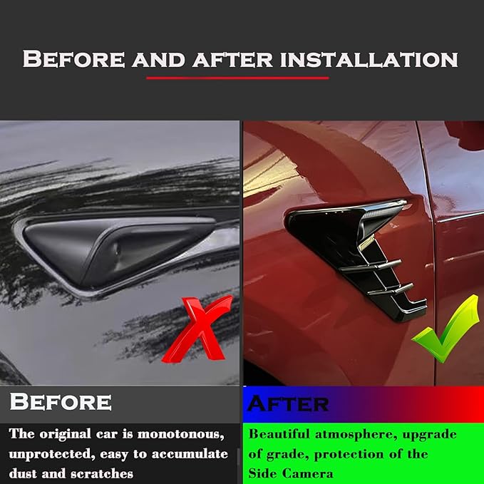 YHCDSEA for 2024 2025 Tesla Model 3 HW4.0 Side Camera Indicator Protection Cover Decoration Accessories fit for Tesla Model 3 with HW4.0 (Glossy Black)