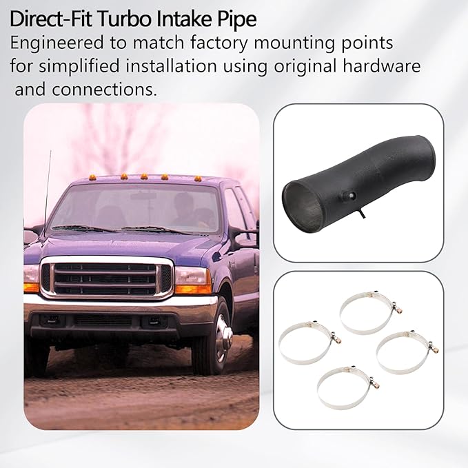 Turbo Intake Pipe Kit Compatible with Ford Super Duty 7.3L 7.3L Power Stroke Diesel F-Series 99-03 Aluminum