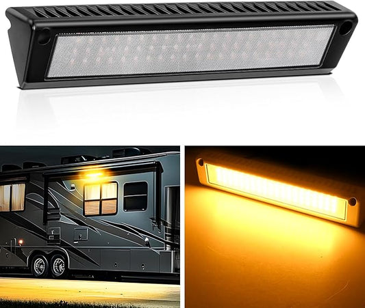 Nilight RV Exterior Lights 13 Inch Porch Light 1PC Amber Beam 12V 24V LED Scene Cargo Lighting Black Aluminum Housing for RVs Trailers Travel Campers 5th Wheels Motorhome SUV Truck