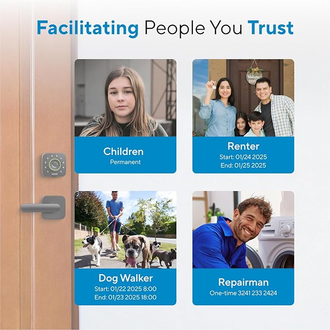 ULTRALOQ U-Bolt Pro WiFi Smart Lock with Door Sensor, 8-in-1 Keyless Entry Door Lock with Fingerprint ID, App Remote Control, Built-in WiFi Keypad Deadbolt, Auto Unlock, IP65 Waterproof, Easy Install