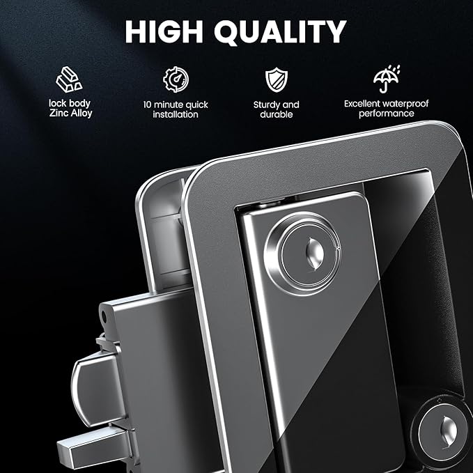 RV Door Lock Replacement,RV Door Latch with Paddle Deadbolt 4 Keys, Camper Door Lock for Travel Trailers Horse Cargo Hauler, Trailer Entry Door Latch Replacement(Keyed Differently)